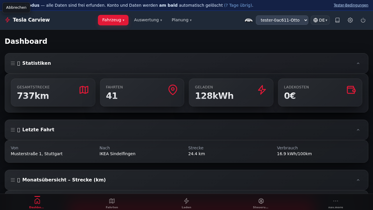Tesla Carview Desktop Dashboard