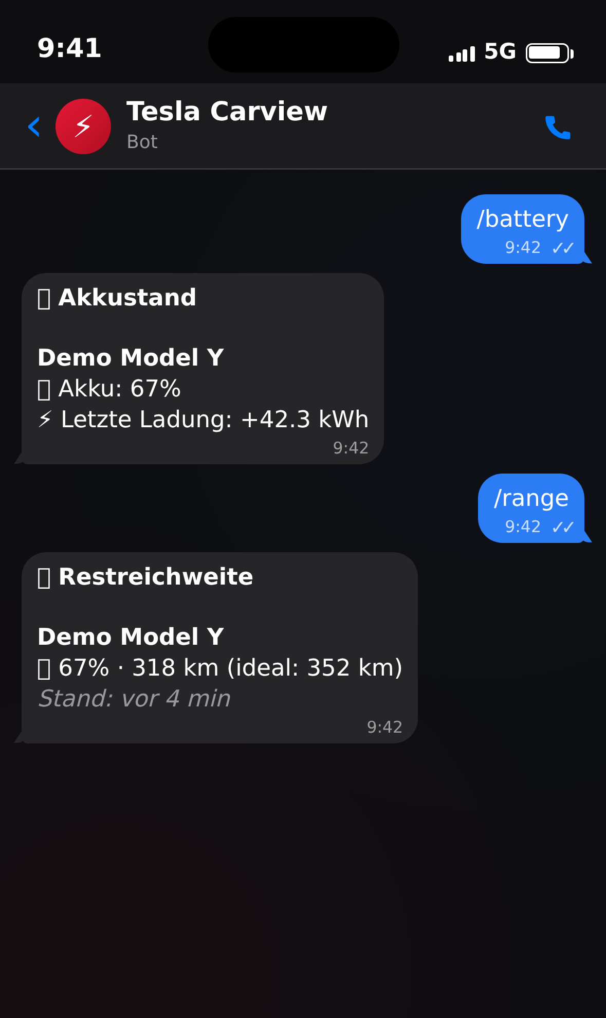 Telegram /battery /range